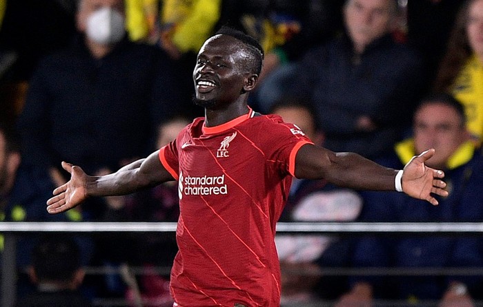Soccer Football - Champions League - Semi Final - Second Leg - Villarreal v Liverpool - Estadio de la Ceramica, Villarreal, Spain - May 3, 2022 Liverpools Sadio Mane celebrates scoring their third goal REUTERS/Pablo Morano
