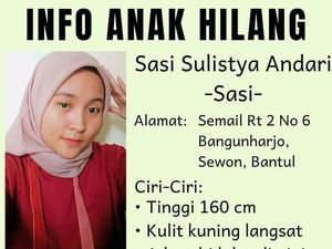 Tolong! Mahasiswi Asal Bantul Hilang Sejak Kemarin, Ini Ciri-cirinya