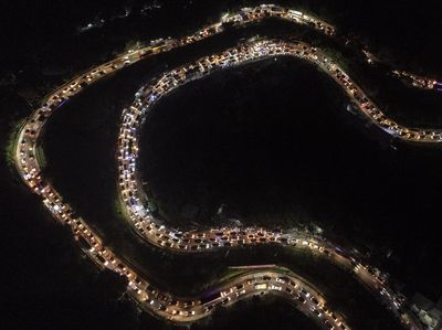 Foto Udara Arus Balik di Jalur Selatan Lingkar Gentong