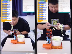 Canggih! Pria Ini Ciptakan Robot Untuk Suapi Mie Pakai Sumpit