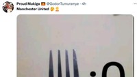Gambaran hasil pertandingan melawan Brighton, 0-4 seperti jumlah tusukan dalam garpu. (Foto: Twitter @GodonTumuramye)