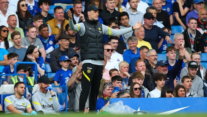 LONDON, ENGLAND - MAY 07: Chelsea manager Thomas Tuchel reacts during the Premier League match between Chelsea and Wolverhampton Wanderers at Stamford Bridge on May 7, 2022 in London, United Kingdom. (Photo by Craig Mercer/MB Media/Getty Images)