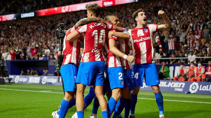 Players of Atletico de Madrid during the La Liga match between Atletico de Madrid and Real Madrid CF played at Wanda Metropolitano Stadium on May 08, 2022 in Madrid, Spain. (Photo by Ruben Albarran / Pressinphoto / Icon Sport)