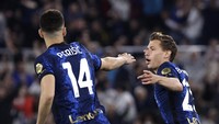 Inter unggul 1-0 di babak pertama berkat gol Nicolo Barella. (Ciro De Luca/Reuters)