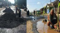 Jalan Rusak yang Viral Ditanami Pohon Pisang Diperbaiki