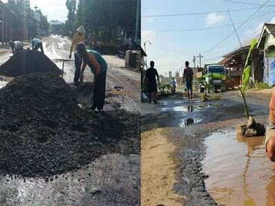 Jalan Rusak yang Viral Ditanami Pohon Pisang Diperbaiki
