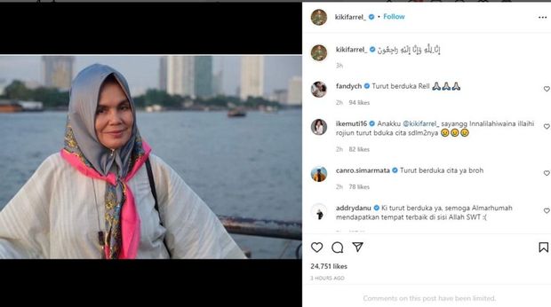 Kiki Farrel bagikan kabar duka bahwa sang ibu meninggal dunia