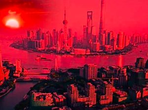 Pemandangan Ngeri Langit China Merah Bagai Kiamat