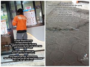 Sedih! Jatuhkan Pesanan Pelanggan, Ojol Makanan Ini Hampir Menangis Saat Dibantu