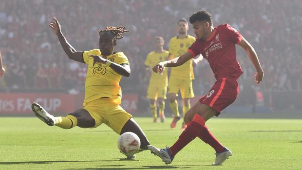 Chelsea vs Liverpool LONDON, ENGLAND - MAY 14: (THE SUN OUT, THE SUN ON SUNDAY OUT) Luis Diaz of Liverpool during The FA Cup Final match between Chelsea and Liverpool at Wembley Stadium on May 14, 2022 in London, England. (Photo by Nick Taylor/Liverpool FC/Liverpool FC via Getty Images)
