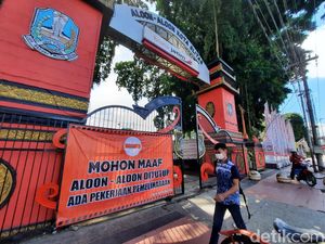 Ganti Keramik-Paving, Alun-Alun Kota Blitar Tutup Sementara