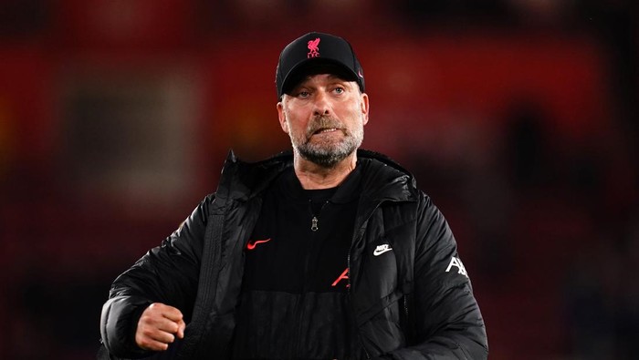 Liverpool manager Jurgen Klopp celebrates victory after the Premier League match at St Marys Stadium, Southampton. Picture date: Tuesday May 17, 2022. (Photo by John Walton/PA Images via Getty Images)