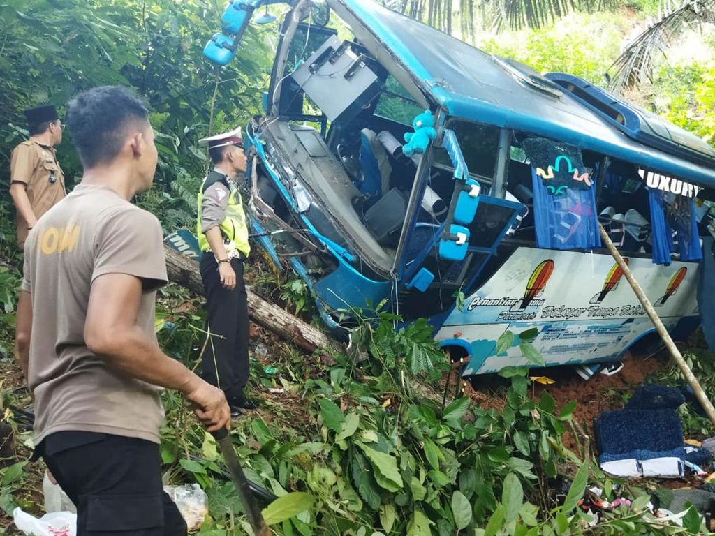 Bus Masuk Jurang di Pesisir Barat Lampung, 1 Tewas-31 Luka Bus Masuk Jurang di Pesisir Barat Lampung, 1 Tewas-31 Luka