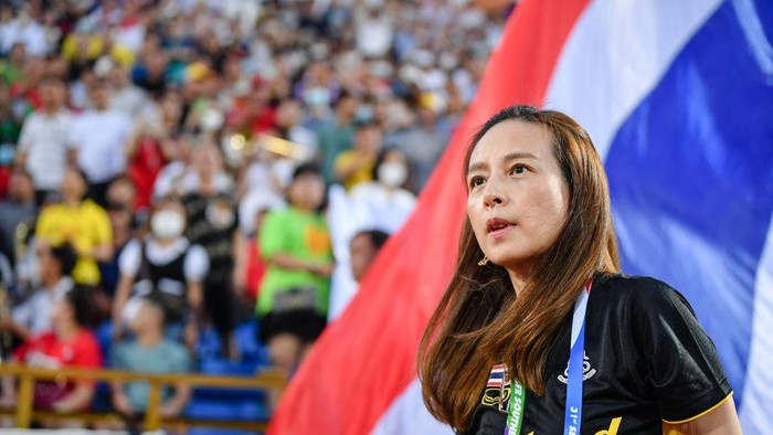NAM DINH, VIETNAM - 2022/05/09: General manager Nualphan Lamsam of Thailand seen during the Sea Games 2022 Group B match between Thailand and Singapore at the Thien Truong Stadium.
(Final score; Thailand 5:0 Singapore). (Photo by Amphol Thongmueangluang/SOPA Images/LightRocket via Getty Images)