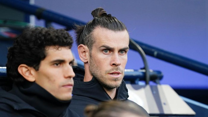 Real Madrids Gareth Bale on the bench during the UEFA Champions League Semi Final, First Leg, at the Etihad Stadium, Manchester. Picture date: Tuesday April 26, 2022. (Photo by Mike Egerton/PA Images via Getty Images)