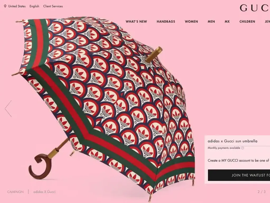 Dijual Fantastis, Payung Adidas Gucci Dikritik karena Tak Tahan Air