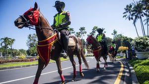 Polisi Berkuda Gelar Patroli Jelang GDPRR di Bali