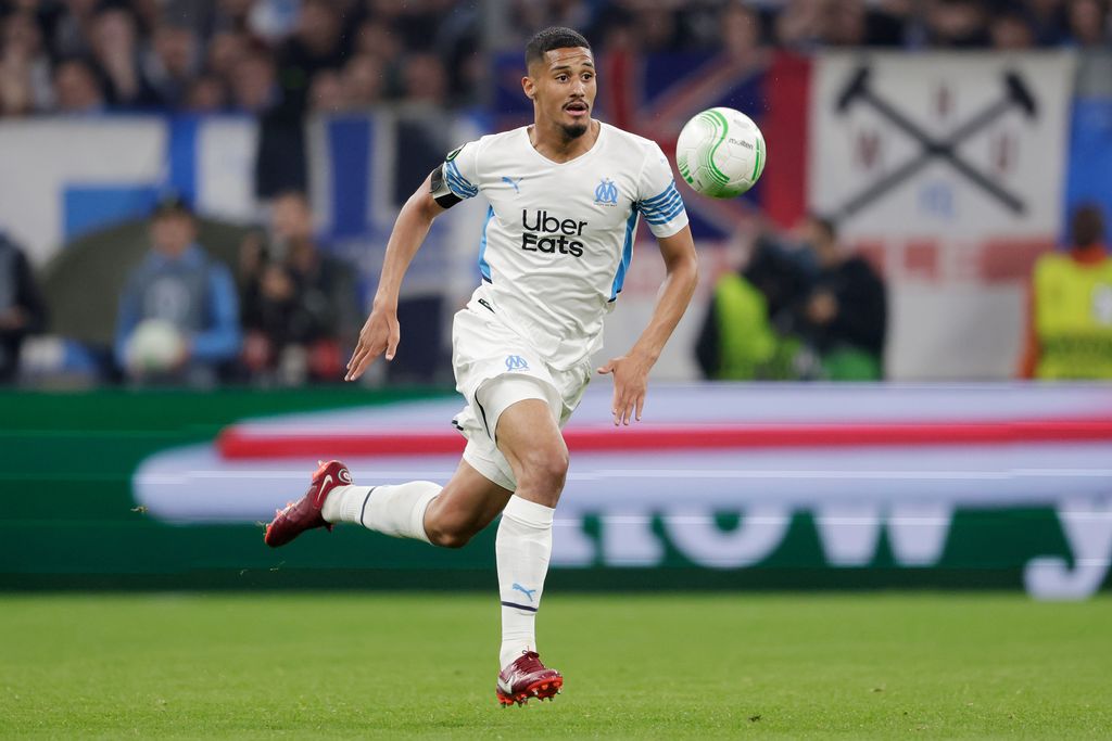 MARSEILLE, FRANCE - MAY 5: William Saliba of Olympique Marseille during the Conference League  match between Olympique Marseille v Feyenoord at the Stade Vélodrome on May 5, 2022 in Marseille France (Photo by Rico Brouwer/Soccrates/Getty Images)