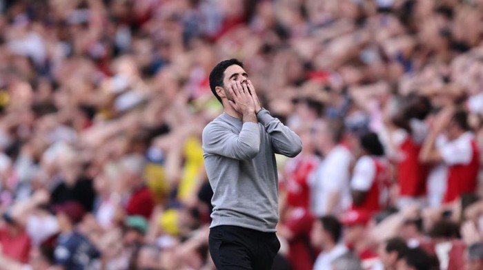 LONDON, ENGLAND - MAY 22: Mikel Arteta manager of Arsenal during the Premier League match between Arsenal and Everton at Emirates Stadium on May 22, 2022 in London, United Kingdom. (Photo by Marc Atkins/Getty Images)