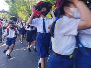 Simulasi Gempa di Badung Diwarnai Insiden Kecelakaan-Sesak Napas