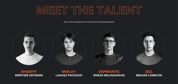 Pemain pertama Gucci Gaming Academy/