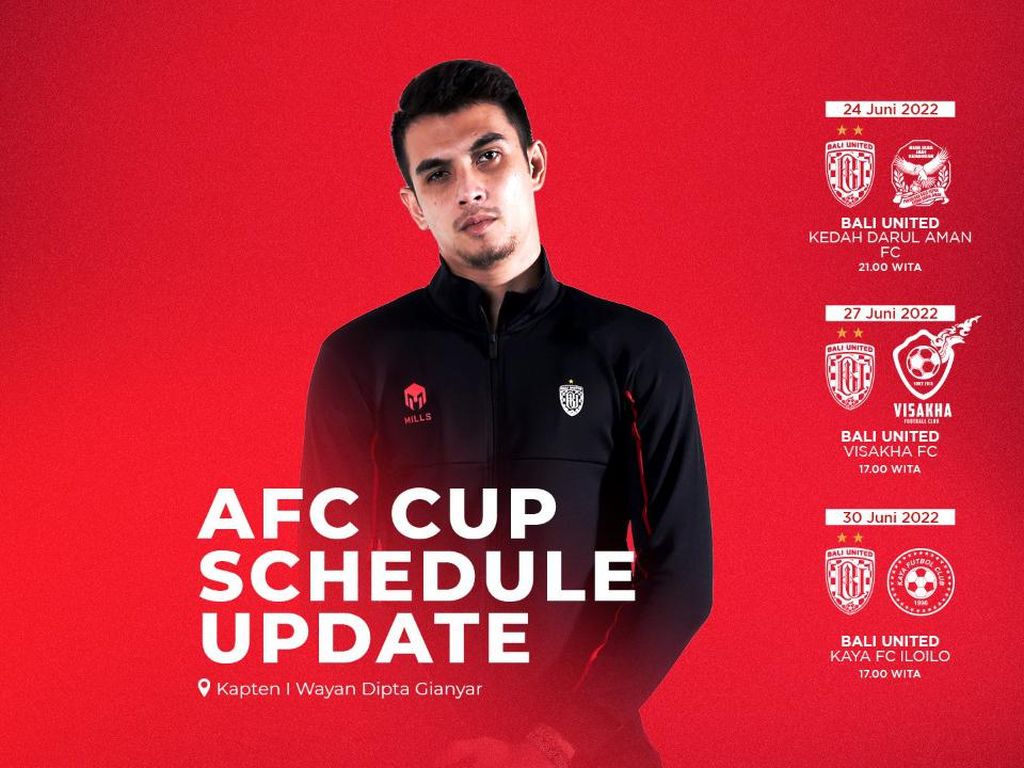 Jadwal Pertandingan Bali United di AFC Cup 2022