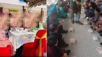 Netizen Kecam Aksi Guru Makan di Tenda Mewah Sementara Murid Makan di Lantai