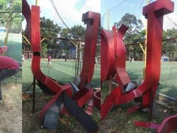 Ornamen Bandung Juara di Taman Persib Ternyata Dirusak