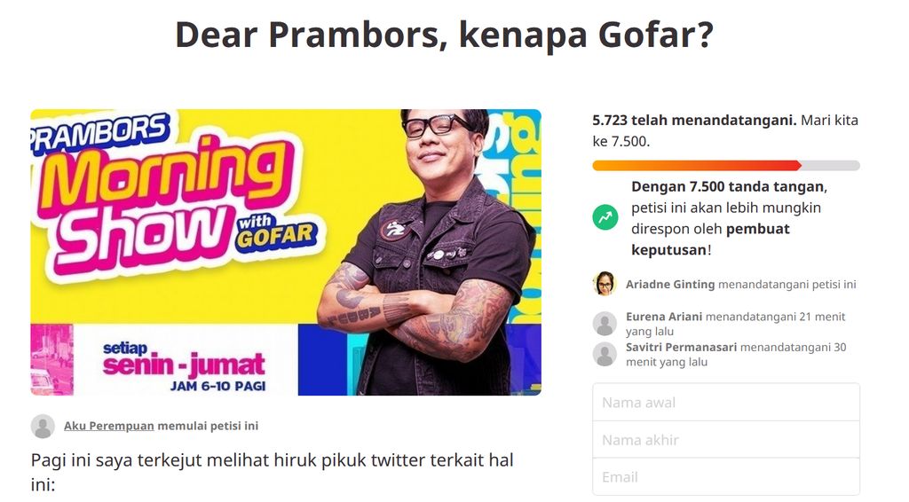 Petisi Online Tolak Gofar Hilman Jadi Penyiar Prambors