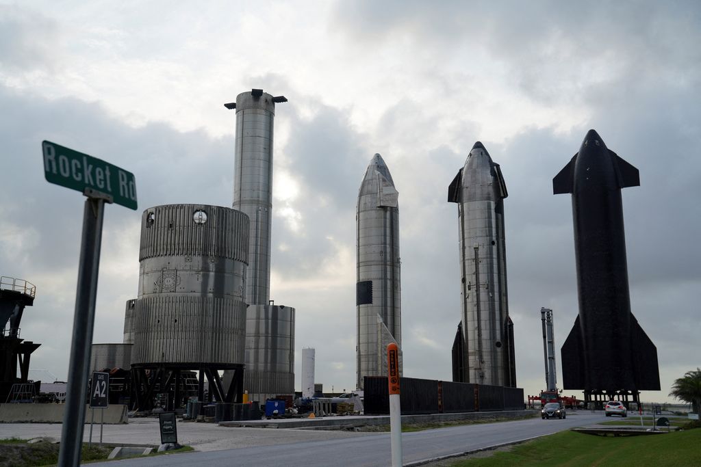 Starship prototypes are pictured at the SpaceX South Texas launch site in Brownsville, Texas, U.S., May 22, 2022. Picture taken May 22, 2022. REUTERS/Veronica G. Cardenas