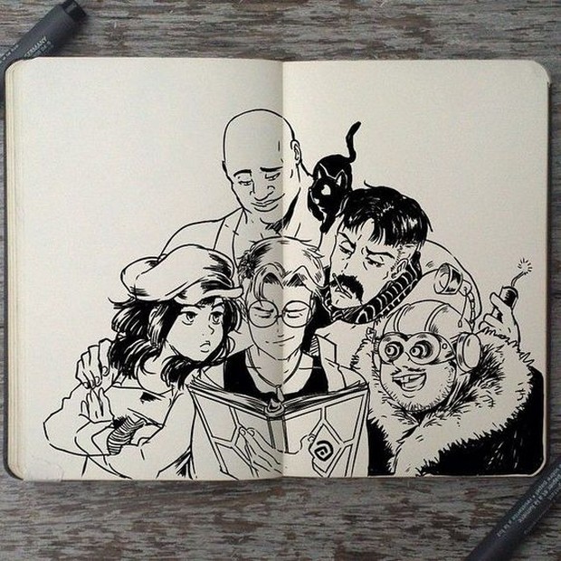 Sketsa Gambar/Foto: pinterest.com/World of Trade komikus melakukan pekerjaan yang menyenangkan