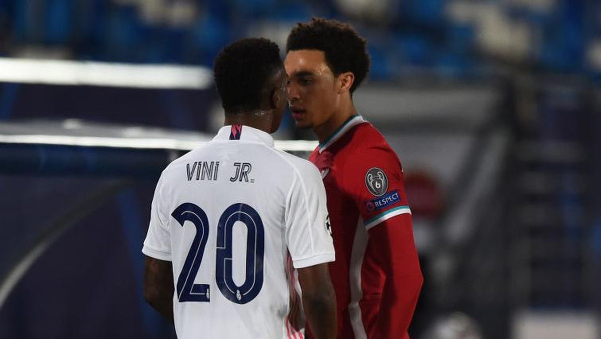Vinicius Jr vs Trent Alexander-Arnold (Foto: UEFA via Getty Images/Denis Doyle - UEFA)