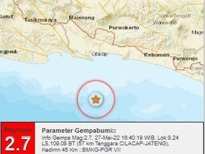 Gempa M 2,7 Guncang Cilacap Sore Ini