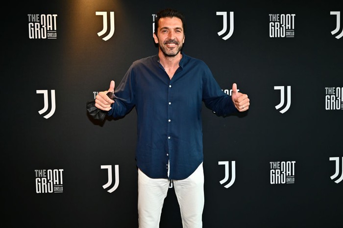 TURIN, ITALY - MAY 16: Gianluigi Buffon former player of Juventus poses for a picture before the Serie A match between Juventus and SS Lazio at Allianz Stadium on May 16, 2022 in Turin, Italy. (Photo by Juventus FC/Juventus FC via Getty Images)