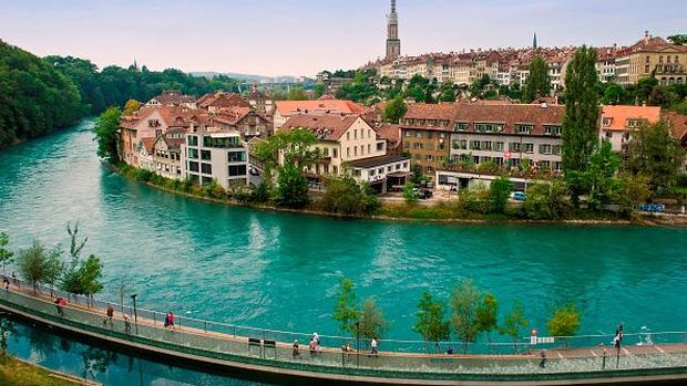 Switzerland, Bern, Aare River, Landscape. (Photo by Giovanni Mereghetti/Education Images/Universal Images Group via Getty Images)