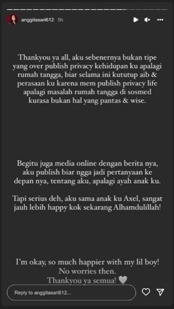 Ungkapan isi hati Anggita Sari