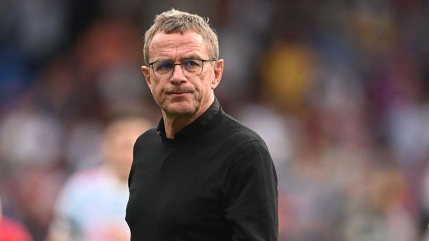 Manchester United German Interim head coach Ralf Rangnick walks on the pitch after the English Premier League football match between Crystal Palace and Manchester United at Selhurst Park in south London on May 22, 2022. - RESTRICTED TO EDITORIAL USE. No use with unauthorized audio, video, data, fixture lists, club/league logos or 'live' services. Online in-match use limited to 120 images. An additional 40 images may be used in extra time. No video emulation. Social media in-match use limited to 120 images. An additional 40 images may be used in extra time. No use in betting publications, games or single club/league/player publications. (Photo by JUSTIN TALLIS / AFP) / RESTRICTED TO EDITORIAL USE. No use with unauthorized audio, video, data, fixture lists, club/league logos or 'live' services. Online in-match use limited to 120 images. An additional 40 images may be used in extra time. No video emulation. Social media in-match use limited to 120 images. An additional 40 images may be used in extra time. No use in betting publications, games or single club/league/player publications. / RESTRICTED TO EDITORIAL USE. No use with unauthorized audio, video, data, fixture lists, club/league logos or 'live' services. Online in-match use limited to 120 images. An additional 40 images may be used in extra time. No video emulation. Social media in-match use limited to 120 images. An additional 40 images may be used in extra time. No use in betting publications, games or single club/league/player publications. (Photo by JUSTIN TALLIS/AFP via Getty Images)
