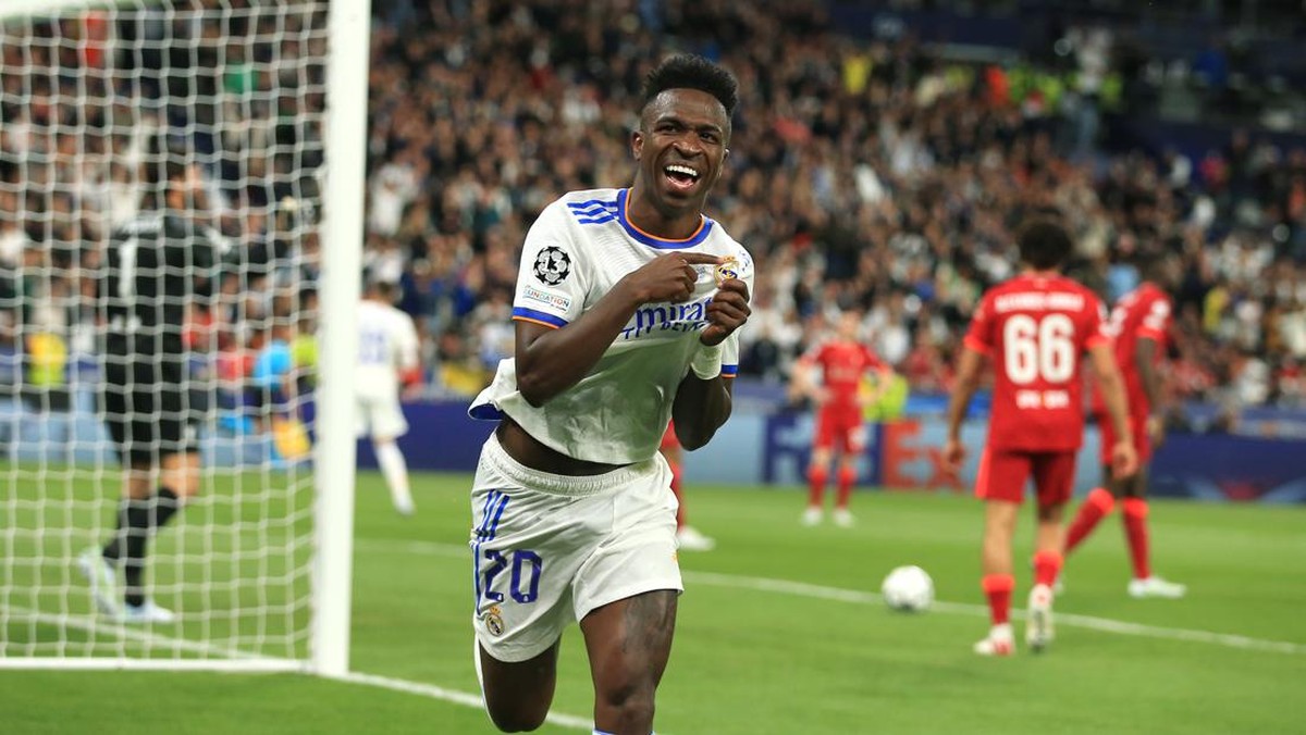 Vinicius Jr masih sulit gambarkan dengan kata-kata golnya di final Liga Champions (Foto: Offside via Getty Images/Simon Stacpoole/Offside)