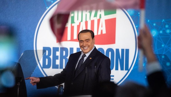 NAPLES, ITALY - MAY 21: Silvio Berlusconi during the Forza Italia party convention on May 21, 2022 in Naples, Italy. National convention of the Forza Italia party 