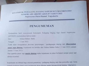 Paguyuban Pedagang di Segoroyoso Bantul Mogok Potong Sapi