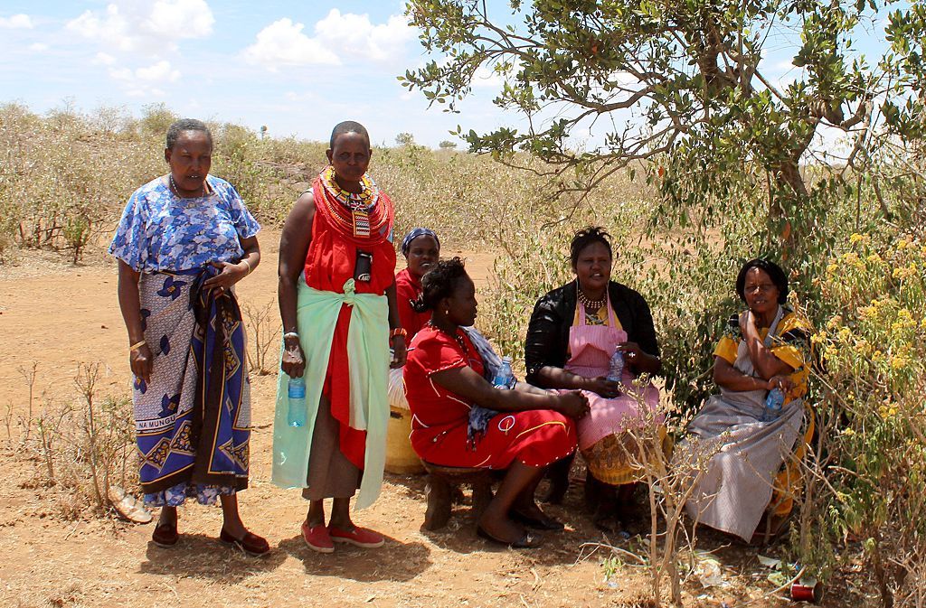 SAMBURU, KENYA - SEPTEMBER 18 :  Women of the Umoja Village are seen in Samburu county some 350 km north of the capital, Nairobi on September 18, 2015. The village where men are banned was founded by Rebecca Lolosoli and 14 other women in 1990 and started out as a refuge for victims of sexual abuse and violence. (Photo by Magdalene Mukami/Anadolu Agency/Getty Images)