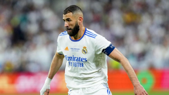Karim Benzema of Real Madrid CF during the UEFA Champions League Final match between Liverpool FC and Real Madrid CF at Stade de France on May 28, 2022 in Paris, France. (Photo by Giuseppe Maffia/NurPhoto via Getty Images)