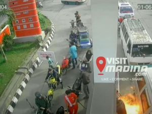 Viral Mobil Berwarna Silver Terbakar saat Isi BBM di Madina