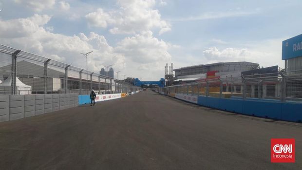 Sirkuit Formula E di Kawasan Ancol, Jakarta Utara, Rabu (1/6) di mana pada 4 Juni mendatang balapan akan digelar.