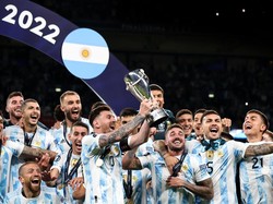 Lionel Messi juga bawa Argentina juara Finalissima 2022, laga yang mempertemukan juara Piala Eropa dan juara Copa America di Wembley, dengan kalahkan Italia 3-0 (Getty Images)