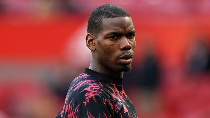 Manchester Uniteds Paul Pogba warming up before during the Premier League match at Old Trafford, Manchester. Picture date: Saturday April 2, 2022. (Photo by Zac Goodwin/PA Images via Getty Images)