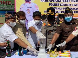 Polres Lombok Timur Musnahkan Barang Bukti Narkotika dan Miras