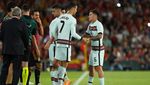 Foto Ronaldo Jadi Pemain Cadangan di Laga Spanyol Vs Portugal