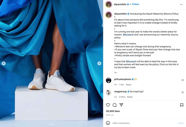 Postingan Allyson Felix/instagram: @allysonfelix