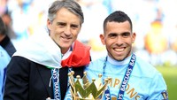 Karier Tevez di Man City, walaupun tidak semengilap semasa di MU, tetap berbuah trofi. Salah satunya adalah gelar juara Liga Inggris. Foto: PA Images via Getty Images/Mike Egerton - EMPICS